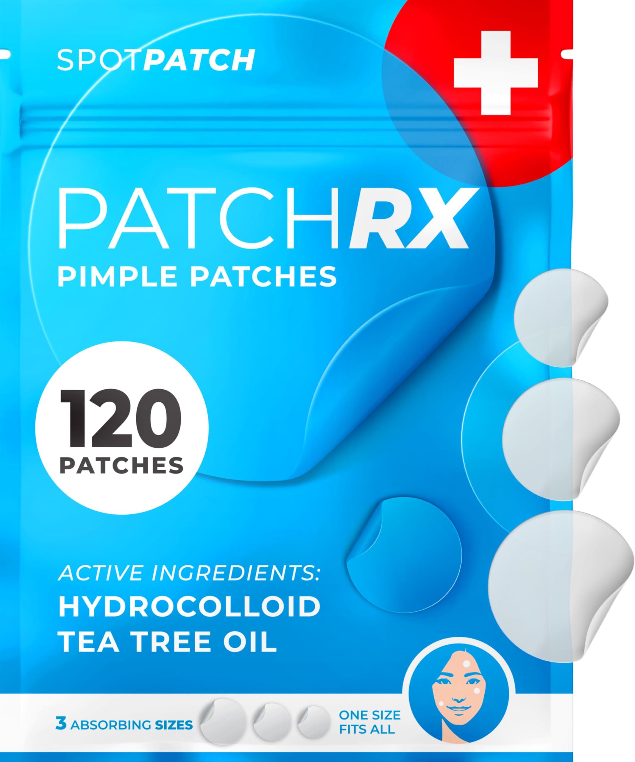 KEYCONCEPTS PatchRx Pimple Patches for Face (120 Patches), Hydrocolloid Acne Patches with Tea Tree Oil, Pimple Patch Pimple Stickers - Hydrocolloid Patch Acne Dots - Acne Pimple Patches For Face - Zit Patches