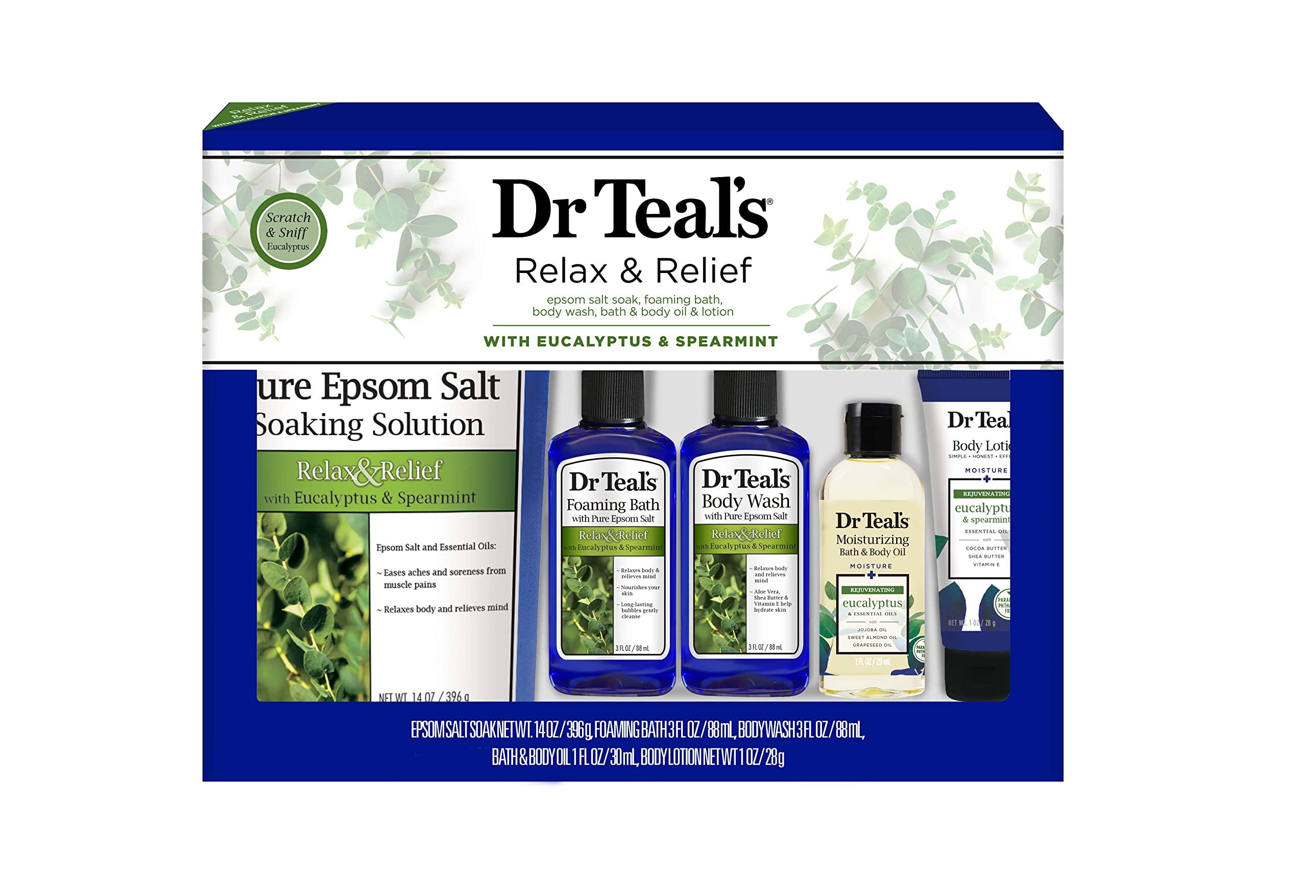 Dr Teal's Dr Teal\'s Eucalyptus & Spearmint Relax & Relief Full Regimen 5-Piece Gift Set (Epsom Salt Soaking Solution, Foaming Bath, Body Wash, Moisturizing Bath & Body Oil, Body Lotion)