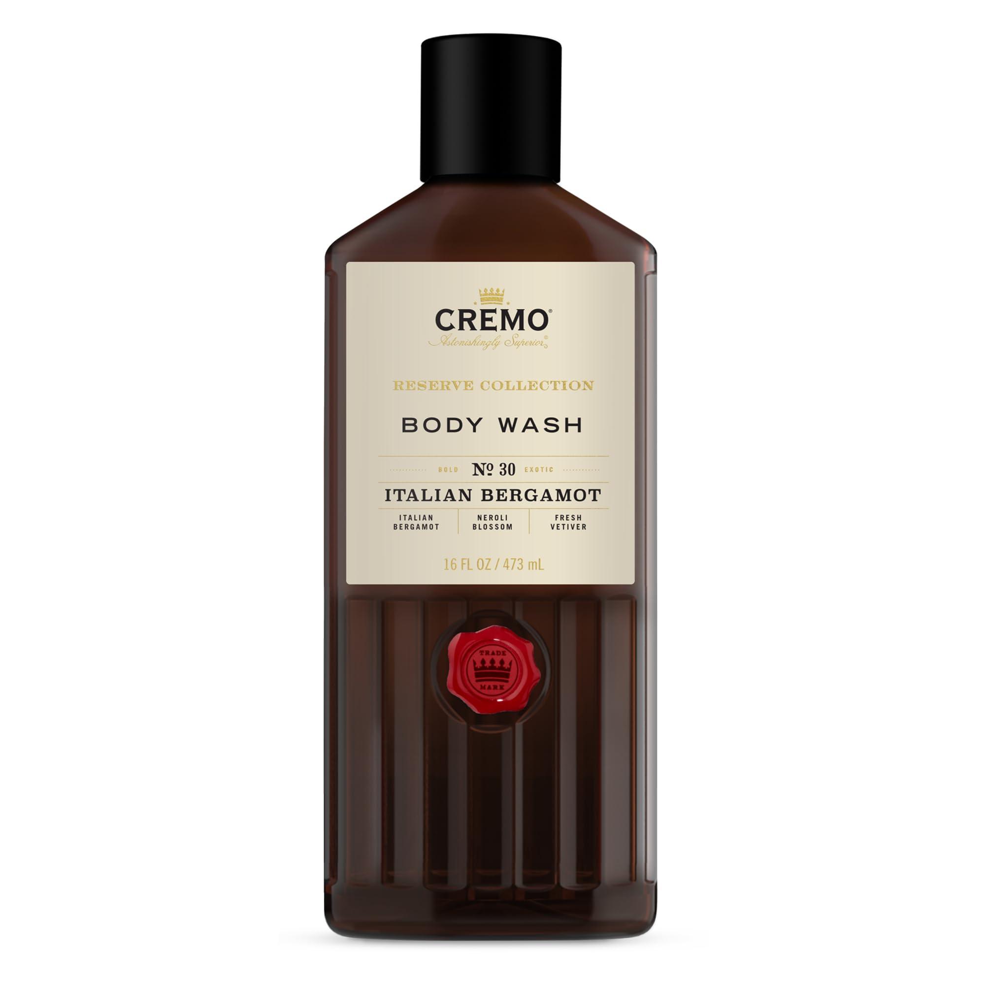Cremo Cremo Rich-Lathering Palo Santo (Reserve Collection) Body Wash, Notes of Bright Cardamom & Rich-Lathering Italian Bergamot Body Wash for Men, Notes of Italian Bergamot,