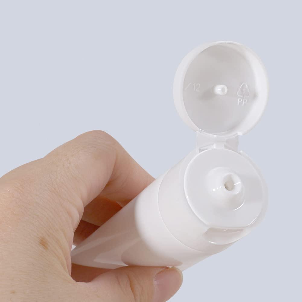 QUUPY 12PCS Refillable Empty Plastic Tubes White Cosmetic Containers Plastic Soft Tubes Bottle for Package Facial Cleanser Hand Cream Cosmetic Lotion(50ML)