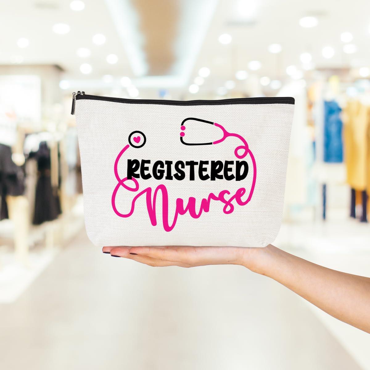 PQV Registered Nurse Cosmetic Bag Nurse Gifts Nurse Appreciation Birthday Makeup Bag Nurse Graduation Gift Nursing Student Essentials Accessories Nurse Practitioner Gifts for Women Friend Nurses Week Gift