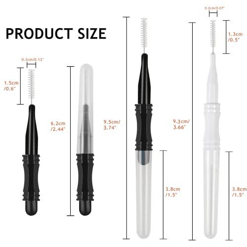 LONCHDAN 60 Pcs Micro Eyebrow Brush With Cap Micro Brow Brush Eyebrow Lamination Brush 2 Size Eyebrow Spoolie Brush Tools Portable Spooly Brushes Mascara Lash Brush for Eyelash Lift Extensions(2 Size)