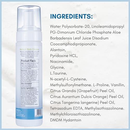 Nurture Valley Nurture Rinse Free Waterless Foaming Cleanser | Women, Camping, Elderly & Hospital Care | Waterless Shower & Bath Wash w/Aloe for Sensitive Dry Skin