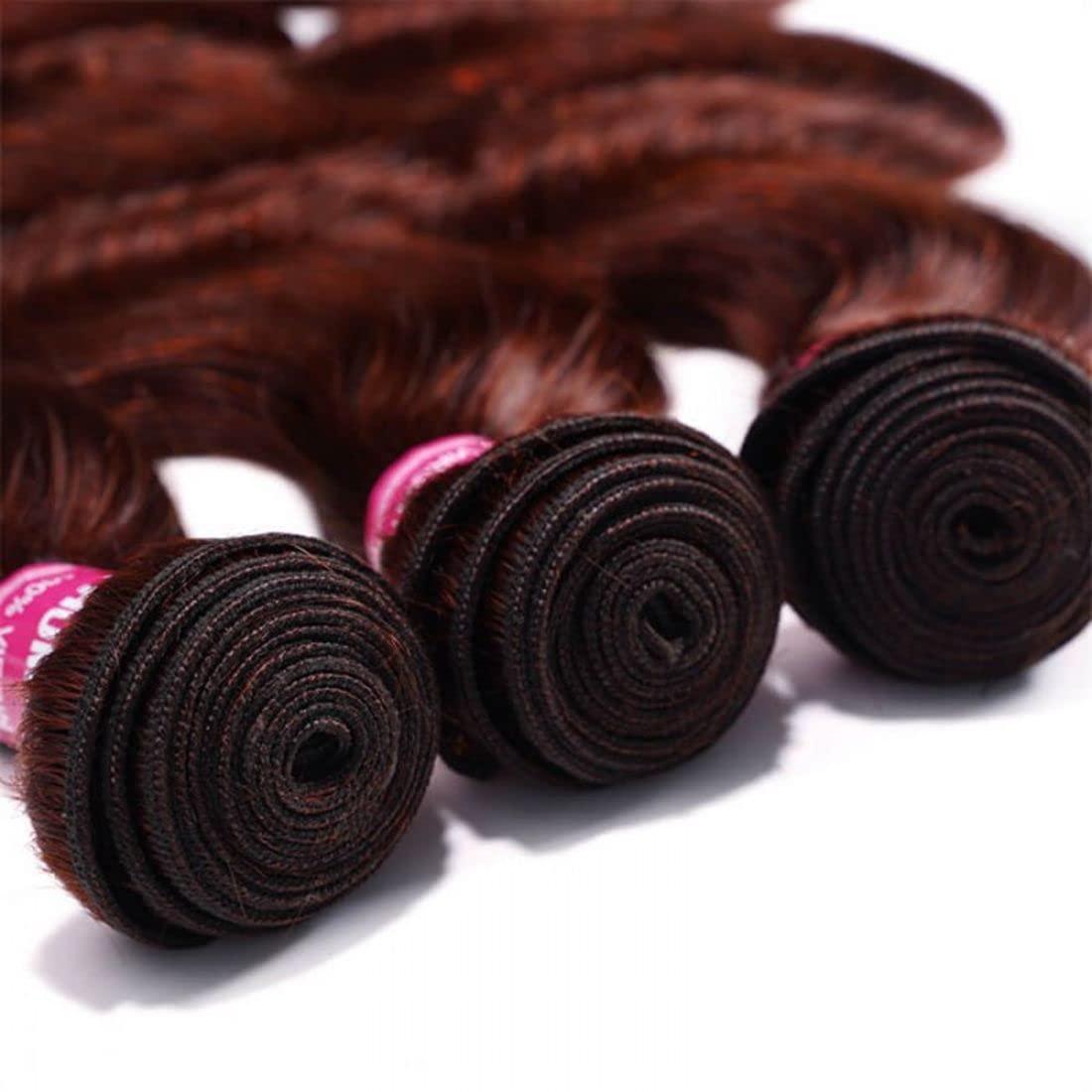 Beauty Forever Beauty Forever #33B Reddish Brown Brazilian Body Wave Human Hair Weave 1 Bundle 18 Inch,Auburn Brown Copper Red Remy Human Hair Wavy Weaves Hair Extentions