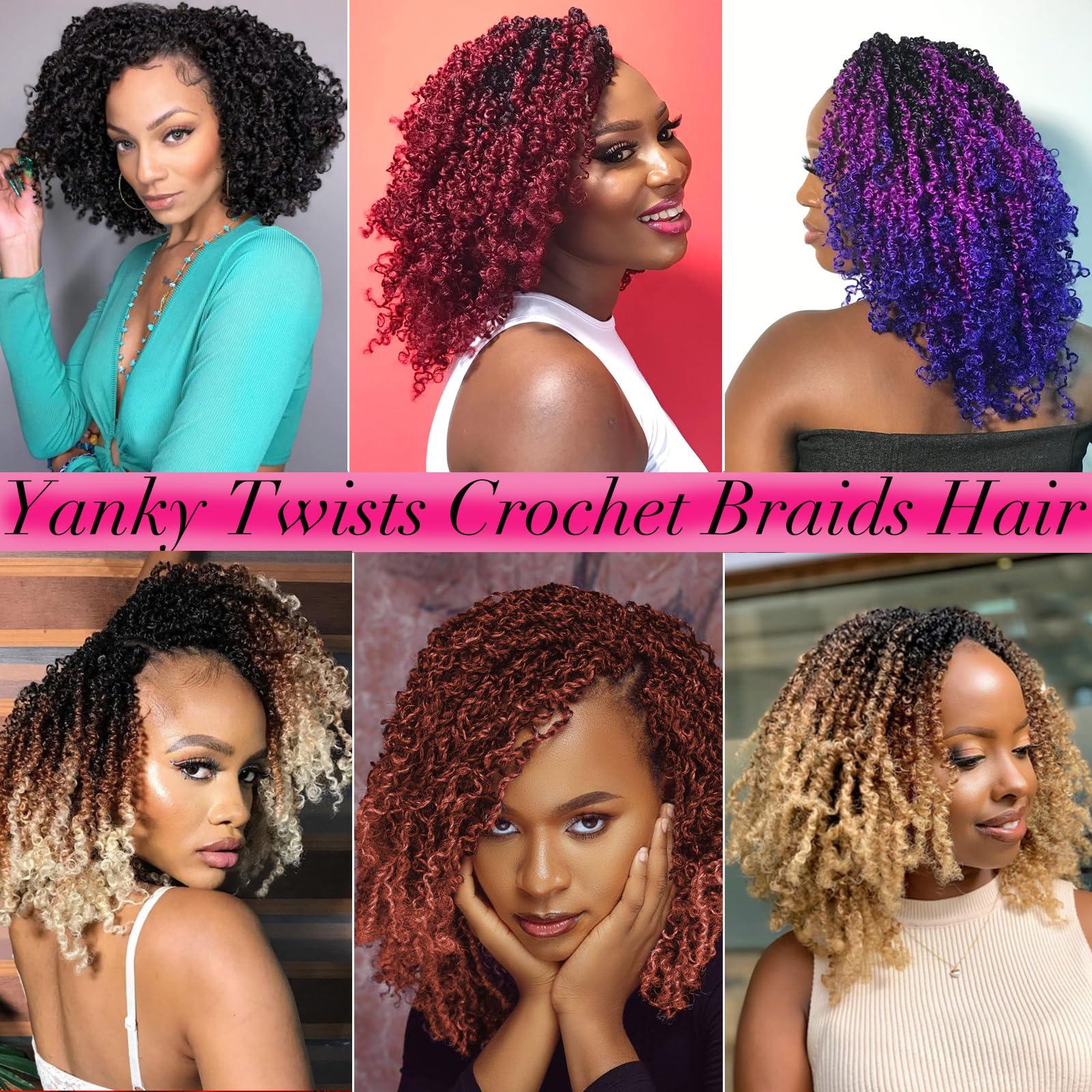 Union Beauty Unionbeauty 8Inch Pre Twisted Yanky Twist Crochet Hair 8Bundles Micro Passion Twist Crochet Braids Hair with Bouncy Pre-looped Twist Crcochet Braid Synthetic Marlybob Braiding Hair Extensions 1B30613#