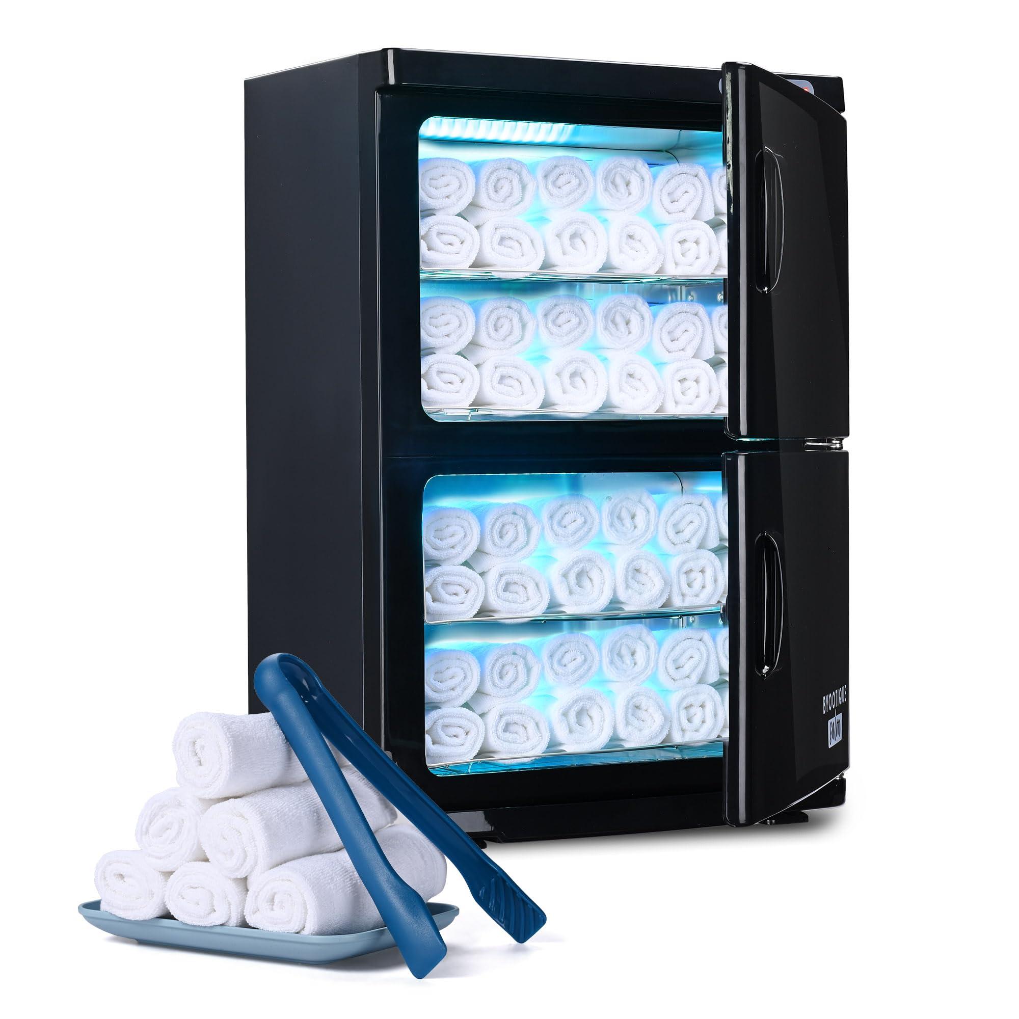 AW BYOOTIQUE Hot Towel Warmer Cabinet, 46L Extra Large Capacity, 2in1 Professional Double Towel Heater Mechine for Facial Spa, Massage, Hair Salon, Barber, Estheticians, Beauty Salon, Black