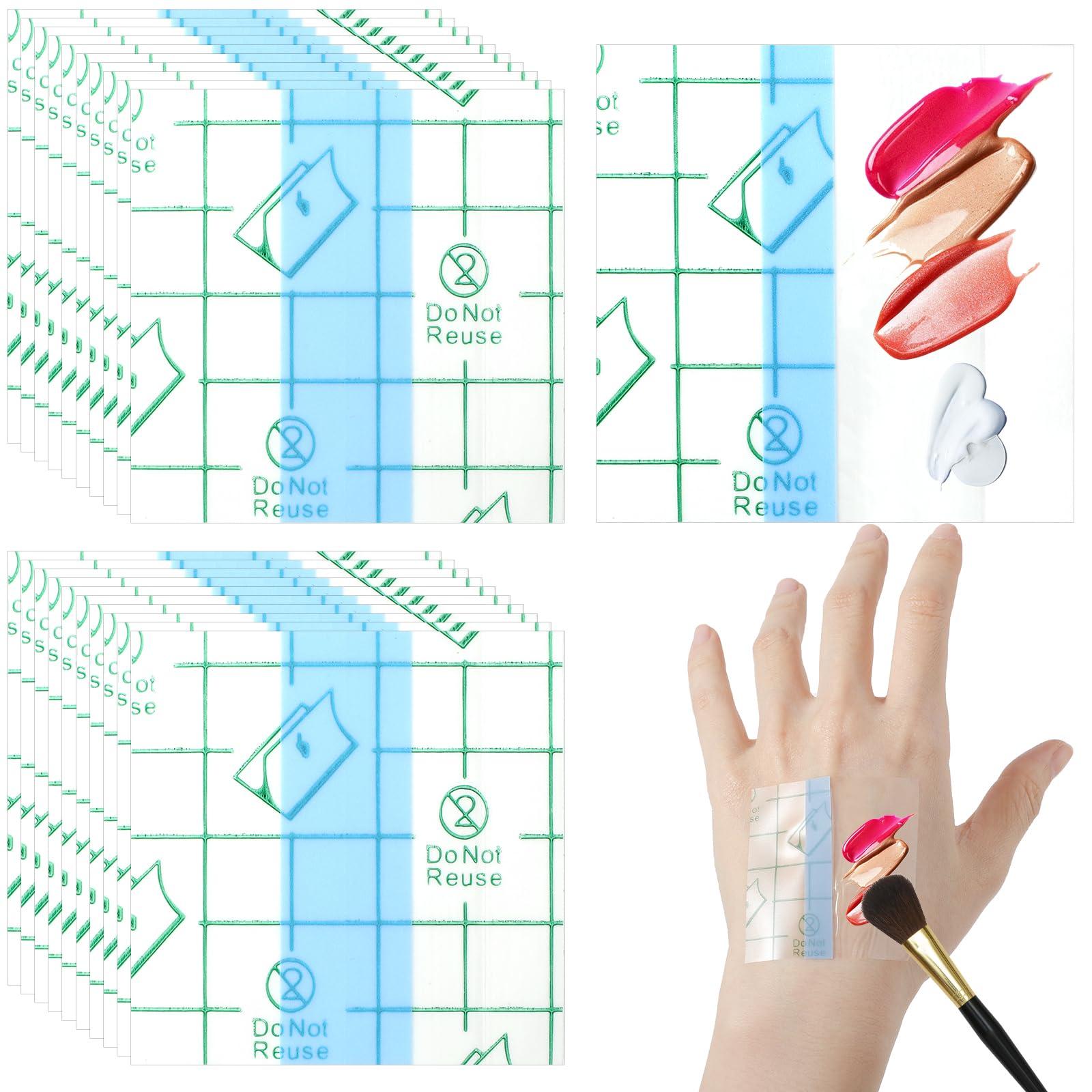 Qianyu Qianyu 50 Pieces Makeup Hand Palette Single Use Makeup Mixing Palette Professional Makeup Artist Must Haves Disposable Transparent Waterproof Cosmetic Tray Adhesive Tape for Women and Girls (50)