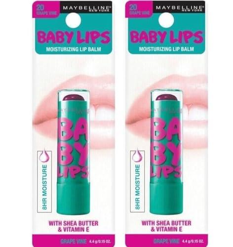 MAYBELLINE Pack of 2 Maybelline New York Baby Lips Moisturizing Lip Balm, Grape Vine 20