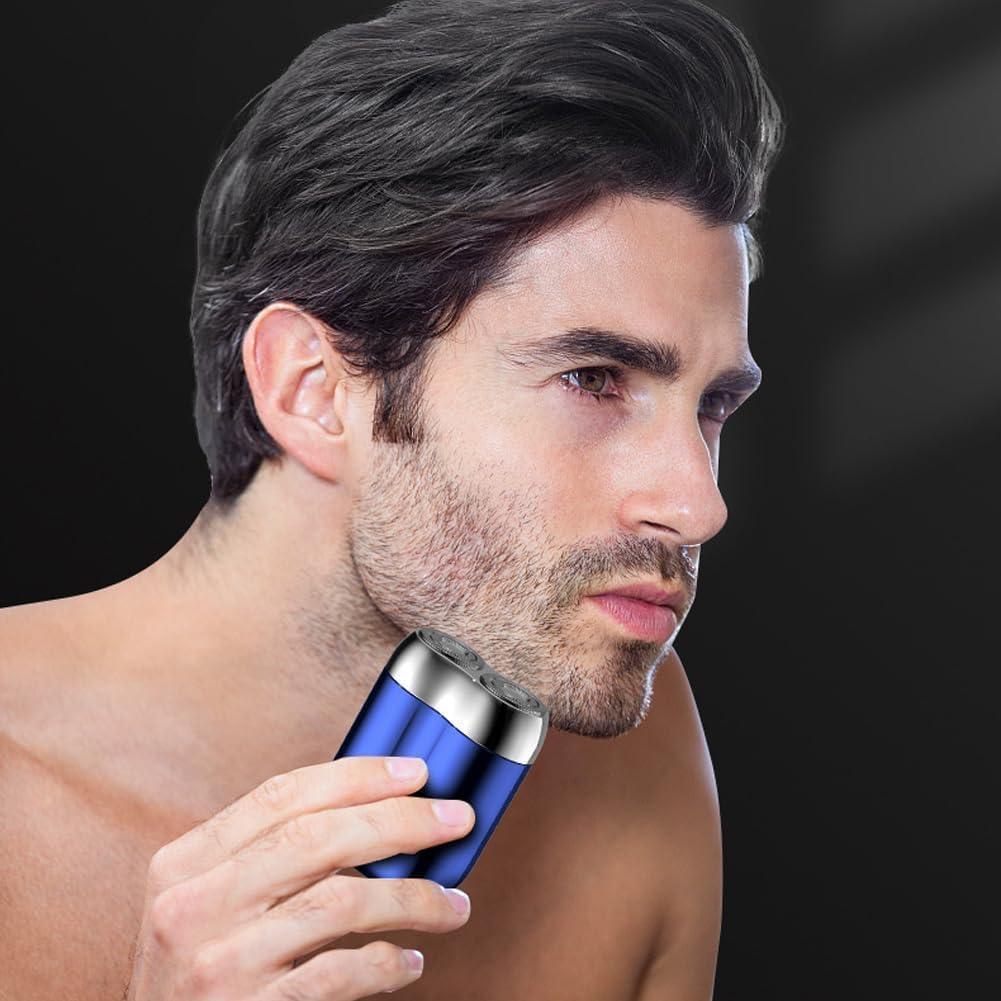 LEROON New Model Mini Dual-Head Electric Shaver, Mini Dual Head Electric Shaver, Mini Portable Electric Shaver, 2025 New Mini Razor Dual Head Portable, Double Head Razor (Blue+Silver)