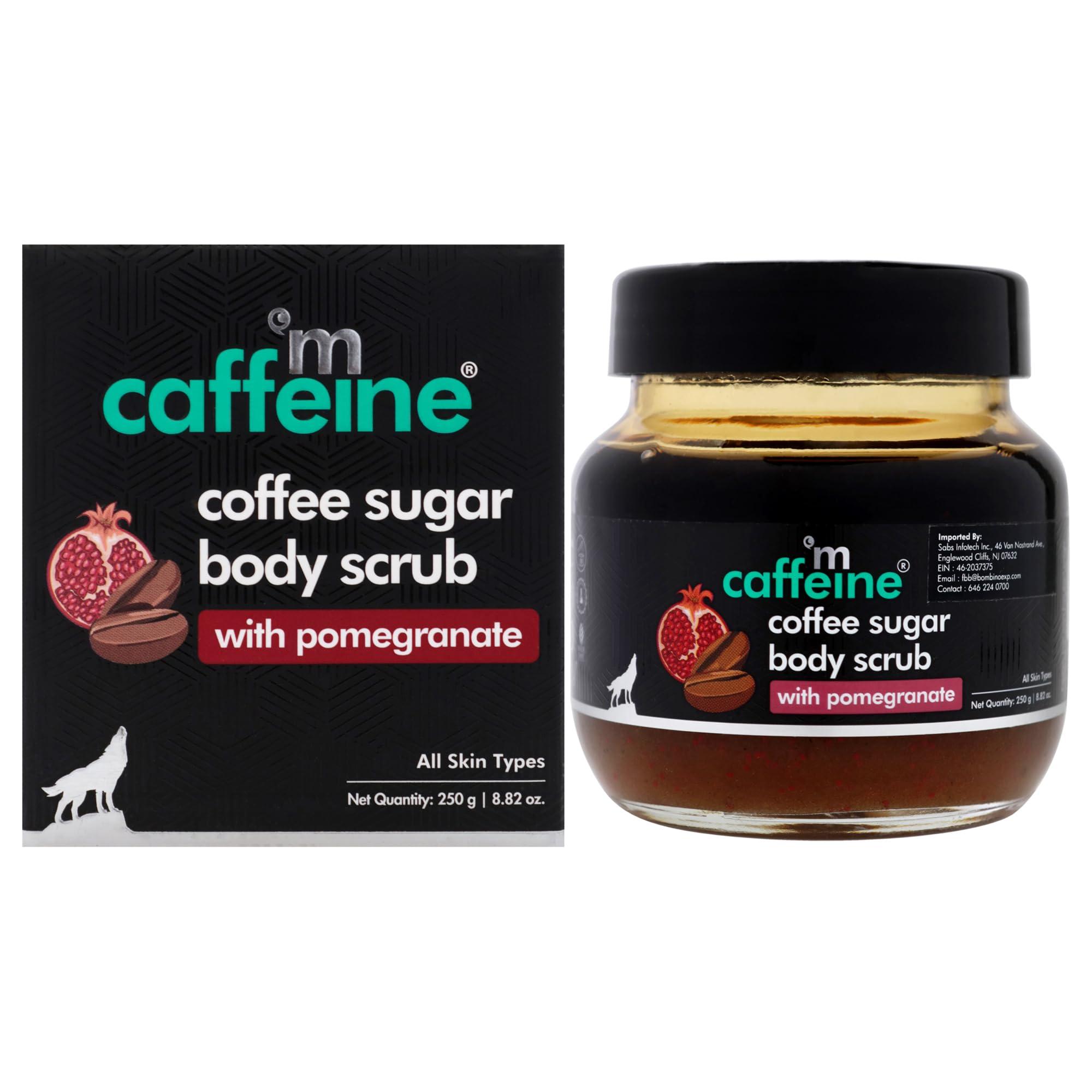 mCaffeine mCaffeine Coffee Sugar Body Scrub with Pomegranate - Body Wash Reduces Scars - Nourishing Blend of Coffee and Brown Sugar - All Skin Types - 8.82 oz