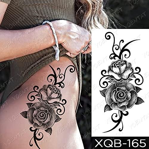 Generic Waterproof Temporary Tattoo Sticker Blue Rose Tattoos Flower Gem Lace Body Art Arm Sleeve Tatoo Women Men