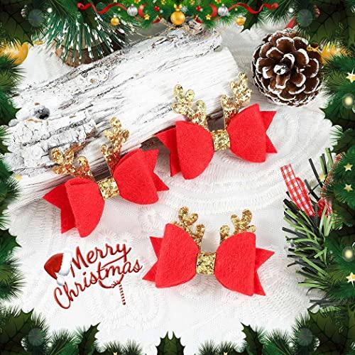 EVILD Evild Christmas Bow Hair Clips Sequins Bow Barrettes Alligator Clip Hair Bows Cute Glitter Antlers Hairpins for Girls(Pack of 3)