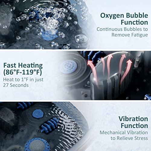 ACEVIVI Foot Spa with Heat and Massage and Jets, Heated Foot Bath Massager with 4 Massager Roller, Bubbles, Vibration, Pumice Stone Pedicure Foot Soak Tub for Home Office Use Relieve Feet Stress (Light Blue)