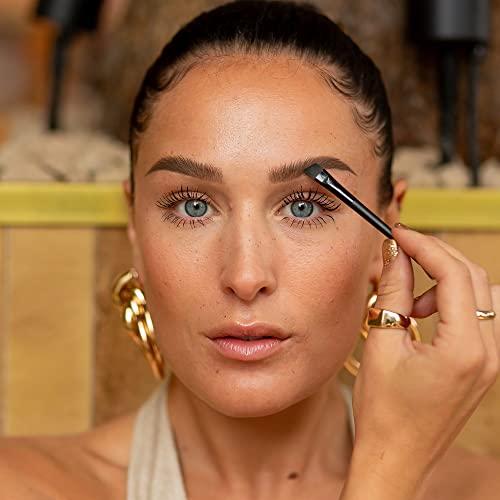 Fab Brows Fab Brows LUX Duo Stencil Eyebrow Kit - The Ultimate Brow Stencil Kit with Duo Brow Powder, Highlighter Powder, Stencil Shapes, Eyebrow Tools & Mirror - Eyebrow Stencil Kit Makeup - Slate/Black