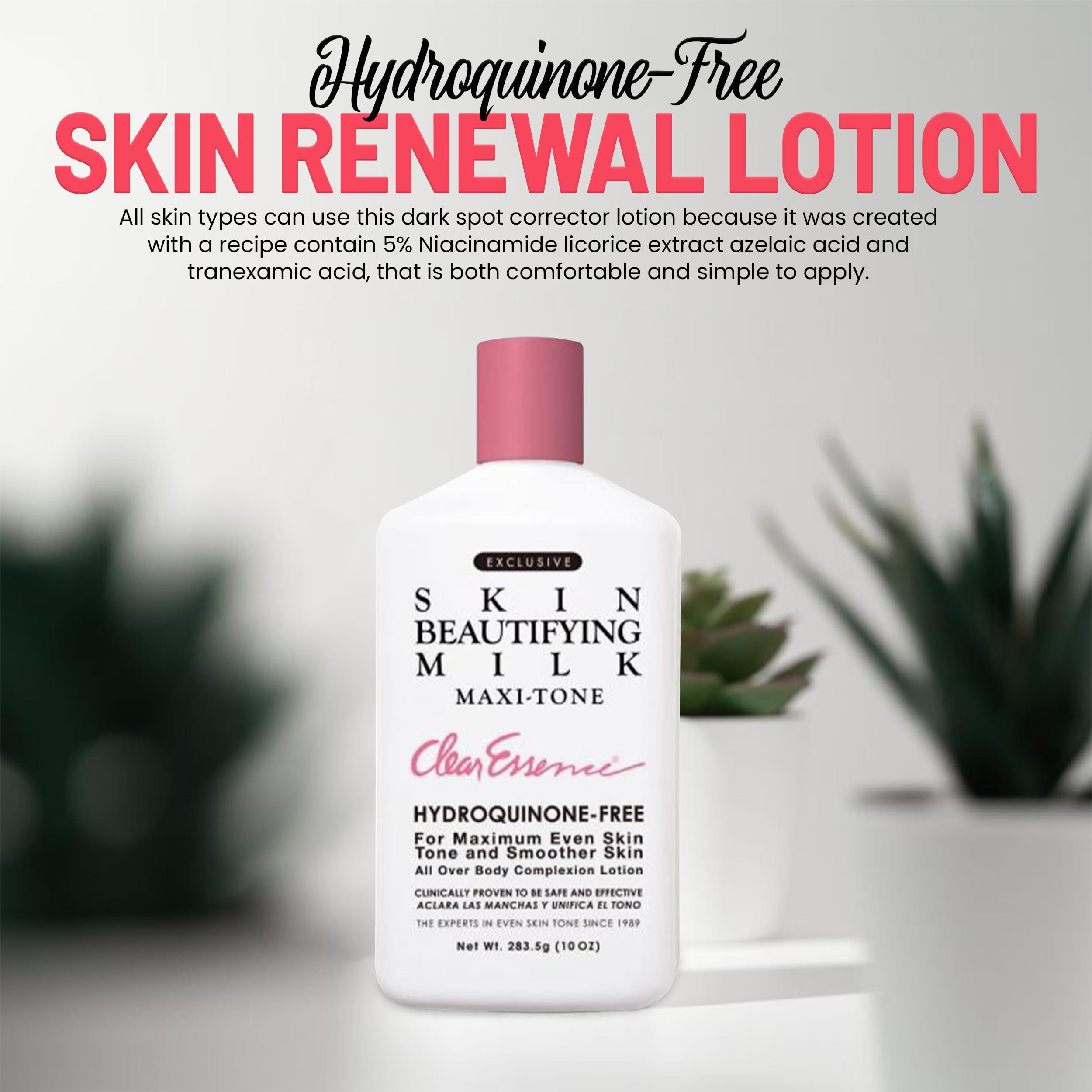 Clear Essence Clear Essence Exclusive Skin Beautifying Milk Hydroquinone-Free Maxi-tone Lotion - Skin Lotion for Hydrating Dry Skin - Hydrating Lotion to Hydrate Skin with Shine - (10.0 Oz.)