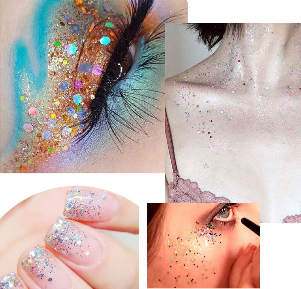 PENTA ANGEL Penta Angel Chunky Glitter 50g/1.76oz Metallic Glitter Powder Craft Sequins Flakes for Resin Art Nail Makeup Face Body Festival Decoration (White)