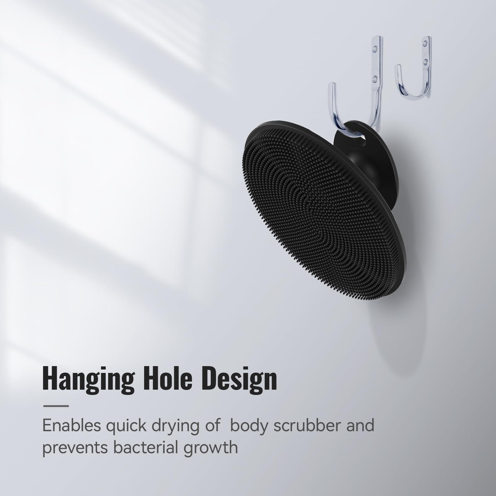 Ithyes Ithyes Silicone Body Scrubber Exfoliating Body Brush for Men Women Lathers Well Easy to Clean More Hygienic Than Loofah Shower Scrubber Face Scrubber for Sensitive Skin 1 Pack (Black)