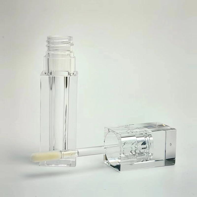 Generic 50pcs Square Transparent Clear 4.5ML Empty Lip Gloss Tubes PETG Lipgloss Bottles Containers Cosmetics Packaging Wholesale Customized Logo