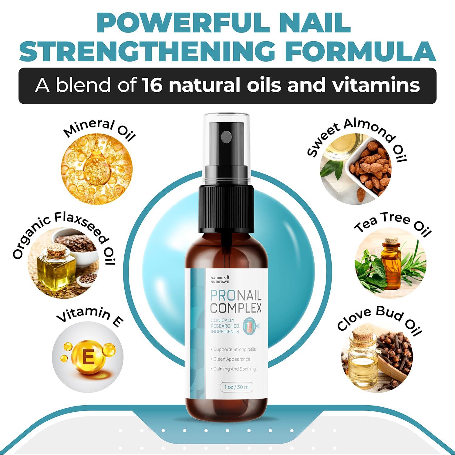 Natures NutriWave Pronail Complex Spray - ORIGINAL FORMULA Toenail Treatment Extra Strength, Restores Appearance of Discolored/Damaged Nails, Toe and Fingernail Repair - 100% Natural Ingredients - 1 Month Supply