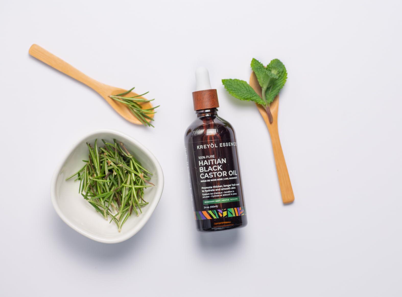 KREYL ESSENCE Kreyol Essence Haitian Black Castor Oil Rosemary Peppermint Duo, 2 fl oz and 3.4 fl oz