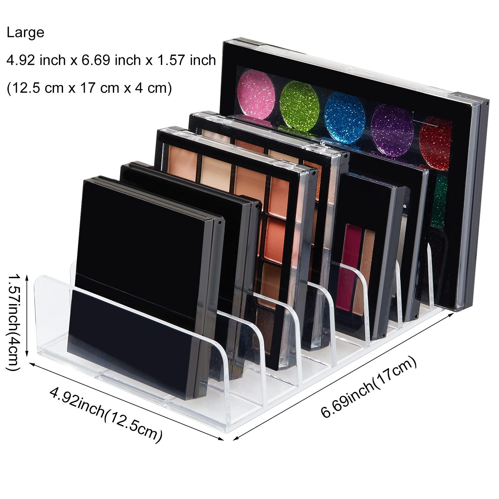 Croudoa Eyeshadow Palette Organizer,Acrylic Clear Makeup Palette Organizer for Bathroom Countertops,Vanities,7 Sectons Makeup Pllet Organizer,Cosmetics Storage Solution for Eyeshadow Palette Contour Kit