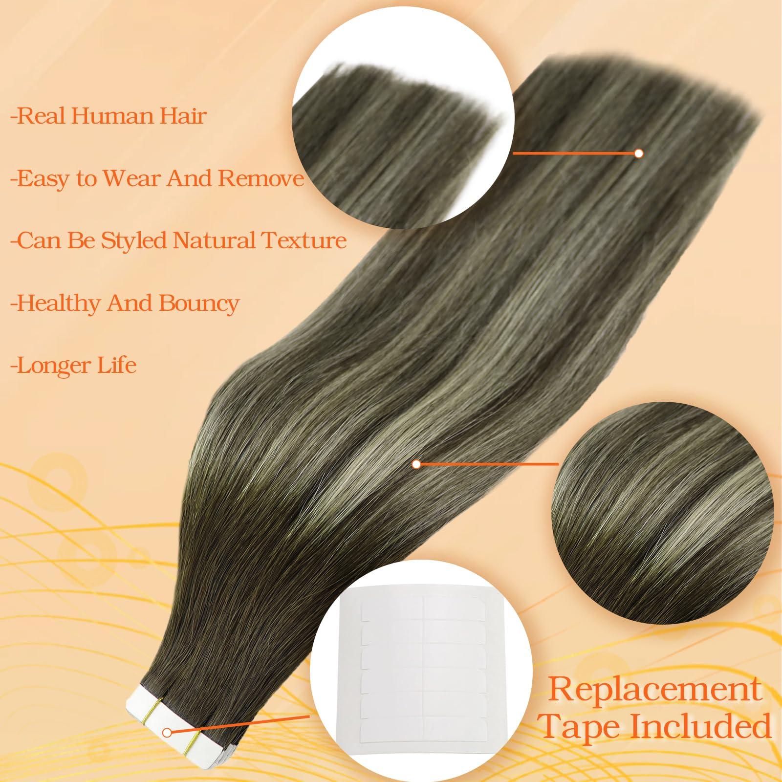 Full Shine Full Shine Human Hair Extensions Tape in Color 2 Dark Brown Fading to 60 Blonde And Brown Tape in Hair Extensions Real Human Hair 18 Inch Seamless Tape in Extensions Double Sided Tape 50Gram 20Pcs