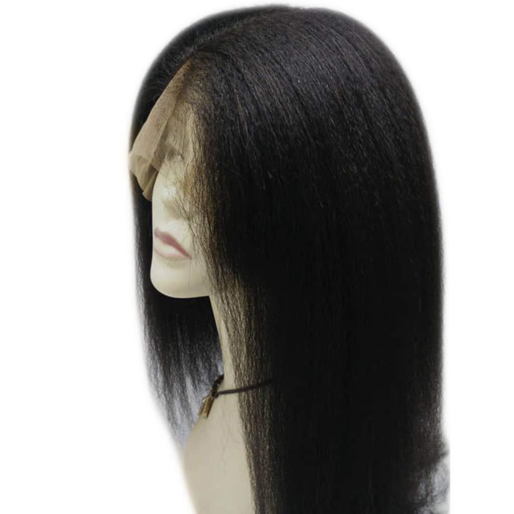 Modernfairy Hair Kinky Straight Glueless Full Lace Human Hair Wigs With Baby Hair 150% Density Natural Black Brazilian Virgin Remy Hair Pre Plucked Full Lace Wigs For Black Women 16inch