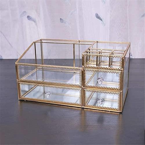 SMSOM SMSOM Makeup Organizer, Countertop Cosmetic Storage Box Mirror Glass Beauty Display, Ideal for Bedroom and Bathroom Countertops