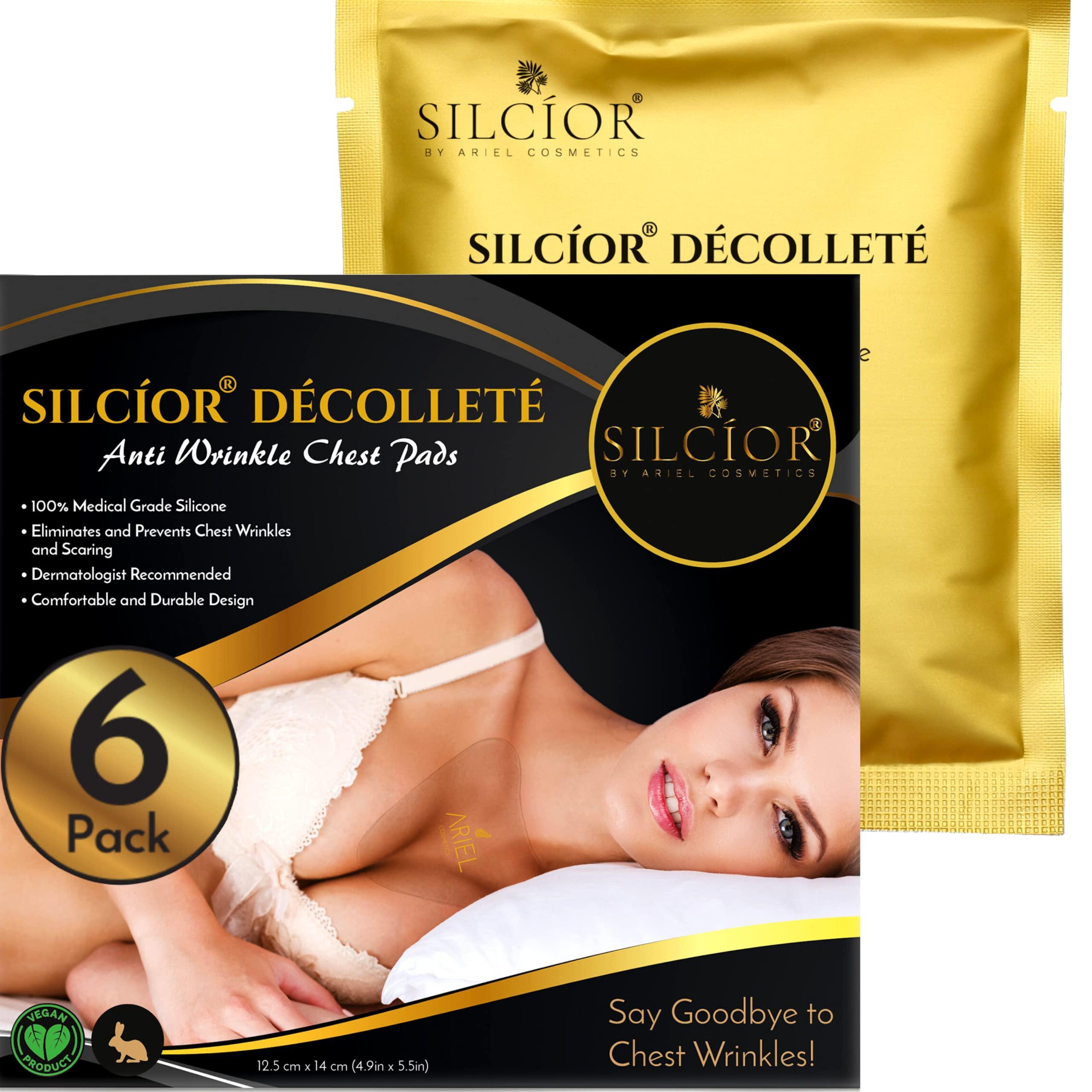 SILCÍOR SILCIOR 4 PACK Chest Wrinkle Pads, Silicone Chest Wrinkle Pad, Decollete Anti Wrinkle Chest Pads, Chest Wrinkle Pads Sleeping Reusable, Chest Patches for Wrinkles, Smoothing Pads