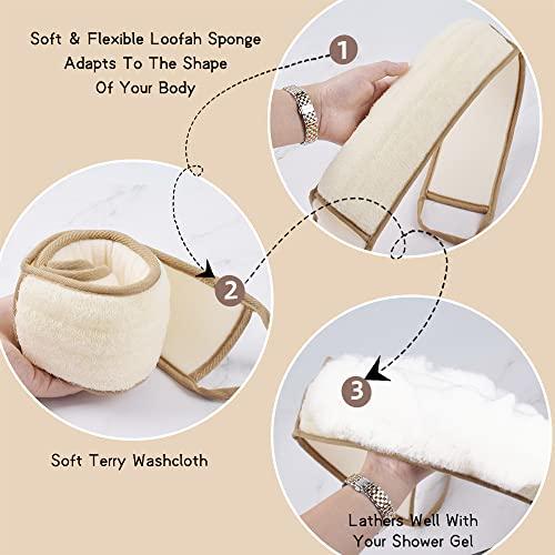 Lumos Living Lumos Living Premium Large Natural Loofah Exfoliating Shower Set, Loofah Exfoliating Back Scrubber and a Loofah Sponge Pad