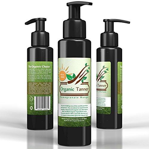 Organic Self Tanner Organic Self Tanner Pomegranate Mango 4 oz Healthiest Skin Bronzing Cream for Natural Glow! Subtle to Dark Gradual Tanning. Quick Indoor Face & Body Sunless Tan Lotion Better Than Chemical Bronzer