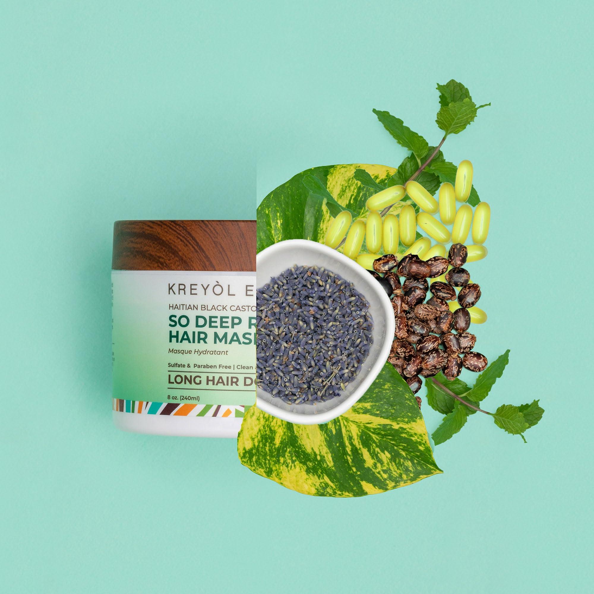 KREYÒL ESSENCE Kreyol Essence  8 Oz DEEP CONDITIONER MASK, Scalp Care Reduce Shed + Repair Hair Mask, Overnight Moisture Mask