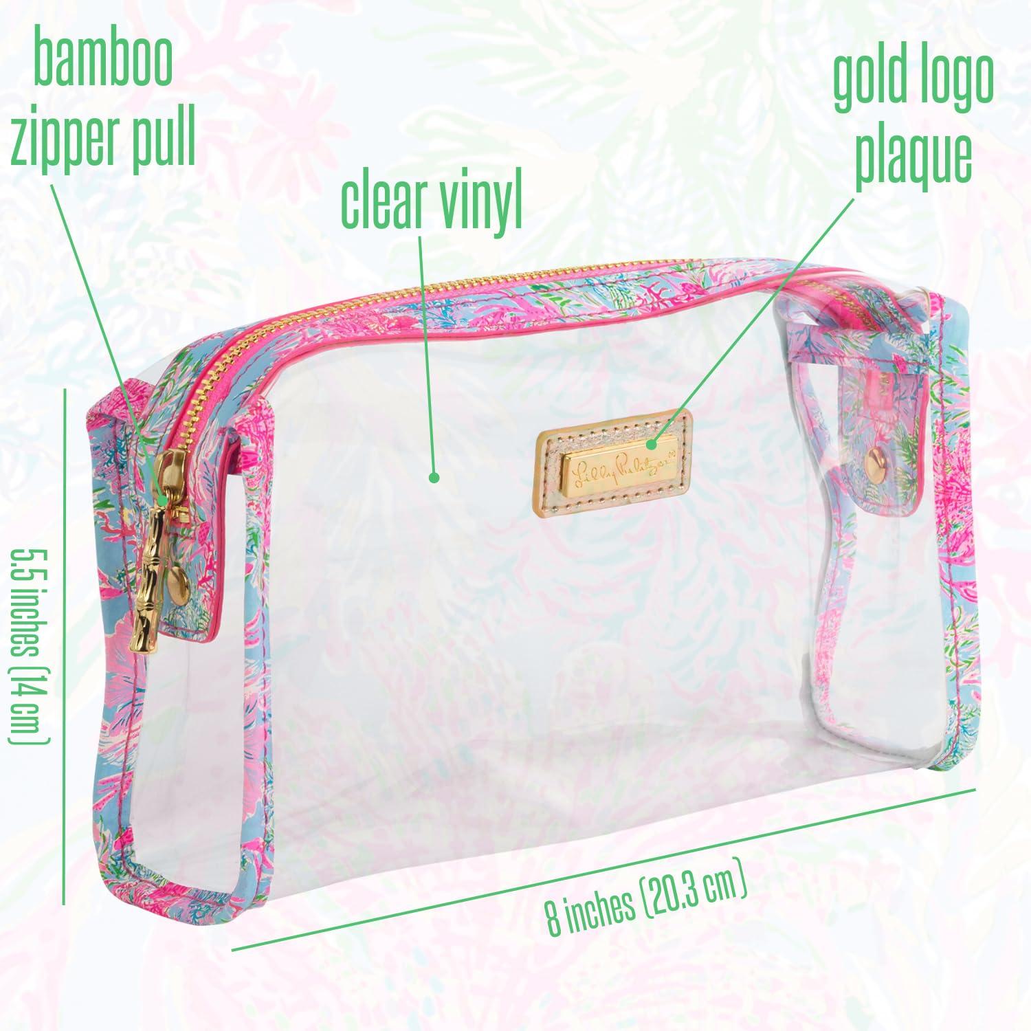 Lilly Pulitzer Lilly Pulitzer Clear Zipper Pouch, Cute Pencil Case for Adults, Travel Toiletry Bag, Small Pouch Bag for Supplies, Makeup or Toiletries (Cay to My Heart)
