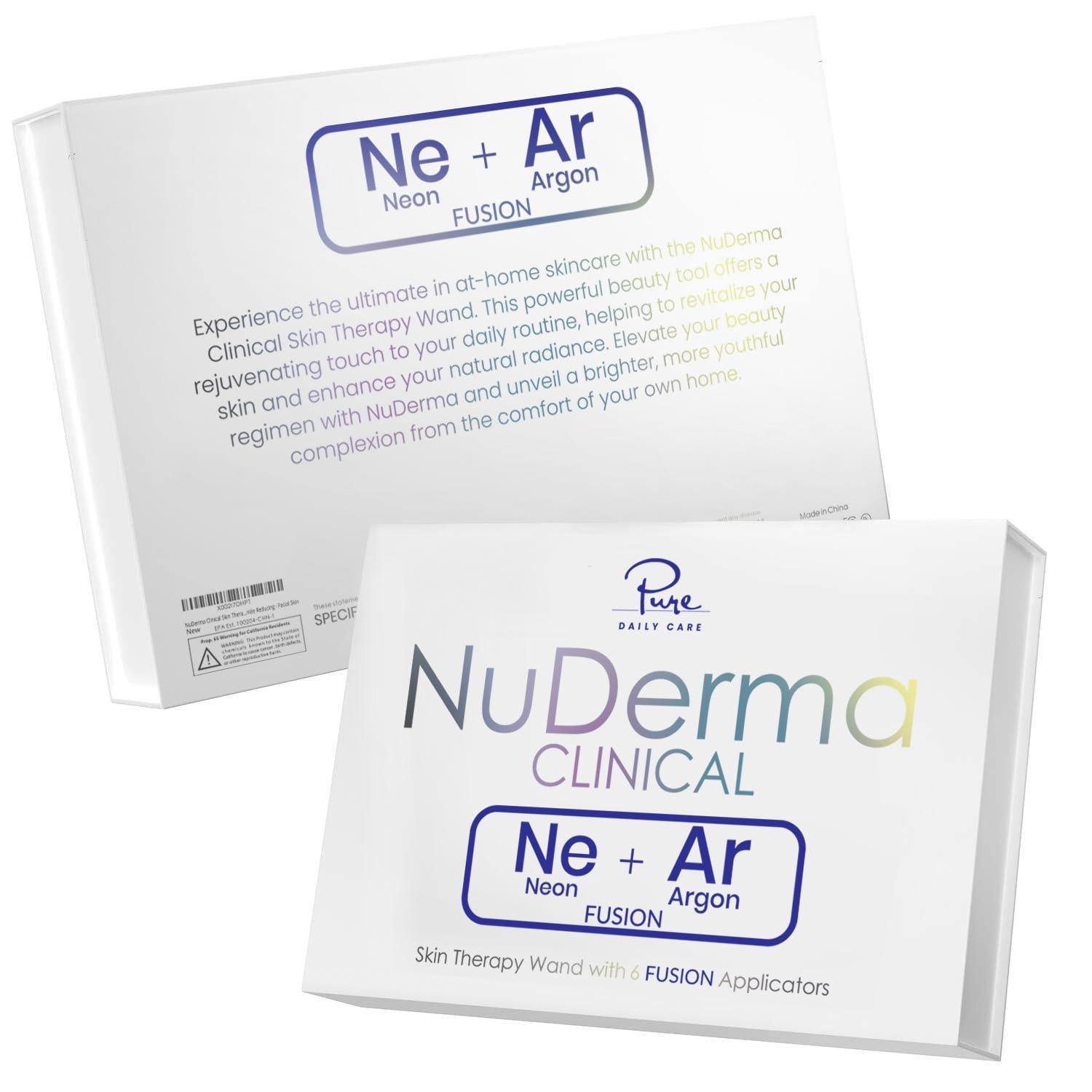 Pure Daily Care NuDerma Clinical Skin Therapy Wand - Portable Skin Therapy Machine w 6 Fusion Neon + Argon Wands Anti Aging - Clarifying - Skin Tightening & Radiance - Wrinkle Reducing