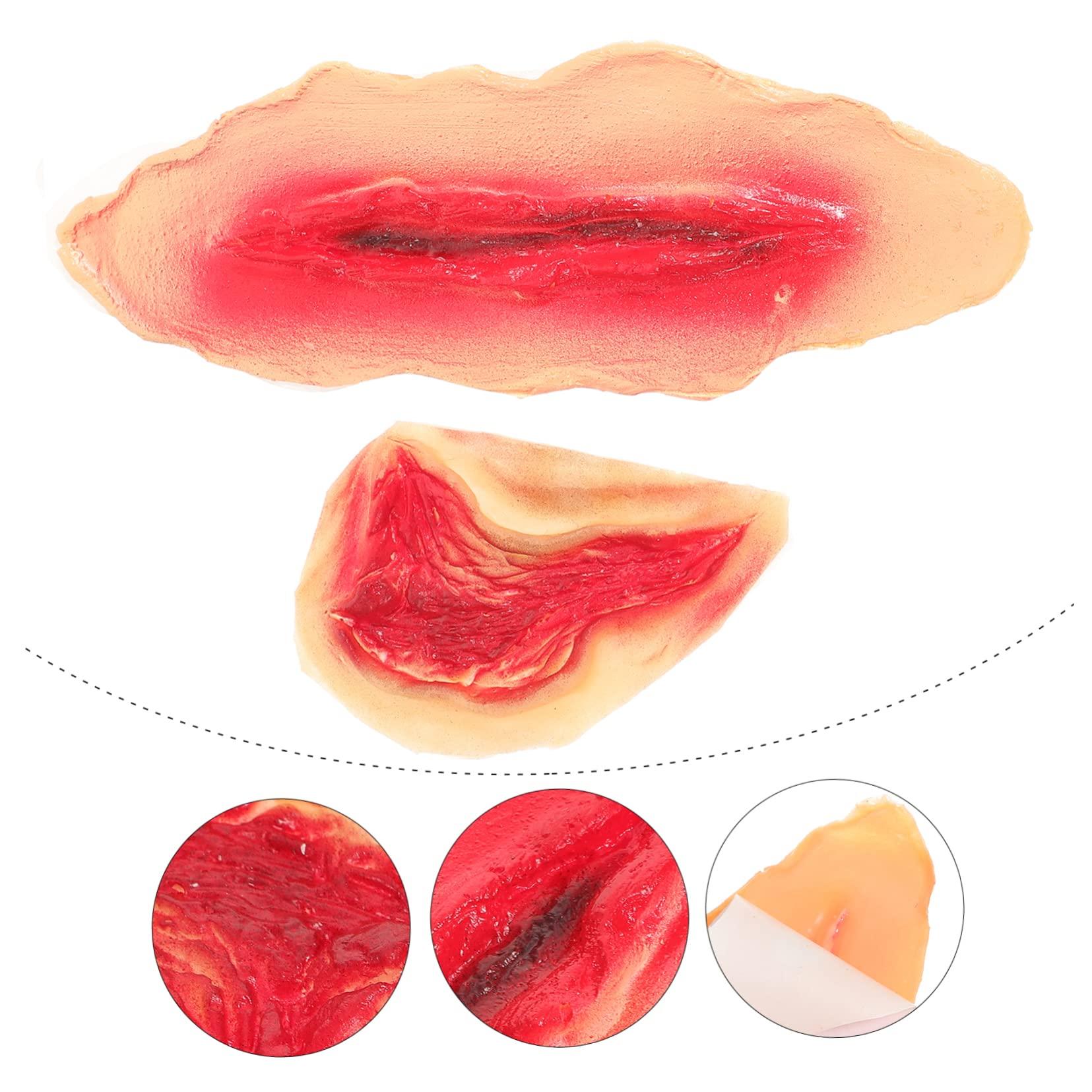 BESTOYARD Makeup Stickers Logo Stickers Scarface Decor Halloween Stickers Latex Fake Wounds Fake Cuts on Arm Body Decorations Sticker Wound Stickers Temporary Stickers Latex Stickers 3d 2pcs