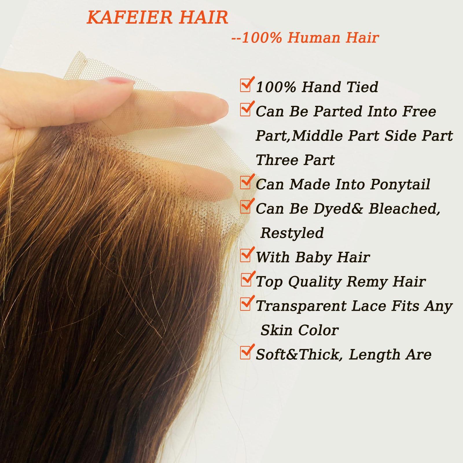 KAFEIER Chocolate Brown 4# Closure 4x4 Free Part Body Wave Closure Brazilian Human Hair Extensions Preplucked Bleached Knots Sew In Weave Virgin Hair Lace Front Closure For Women Wet And Wavy 20 Inch