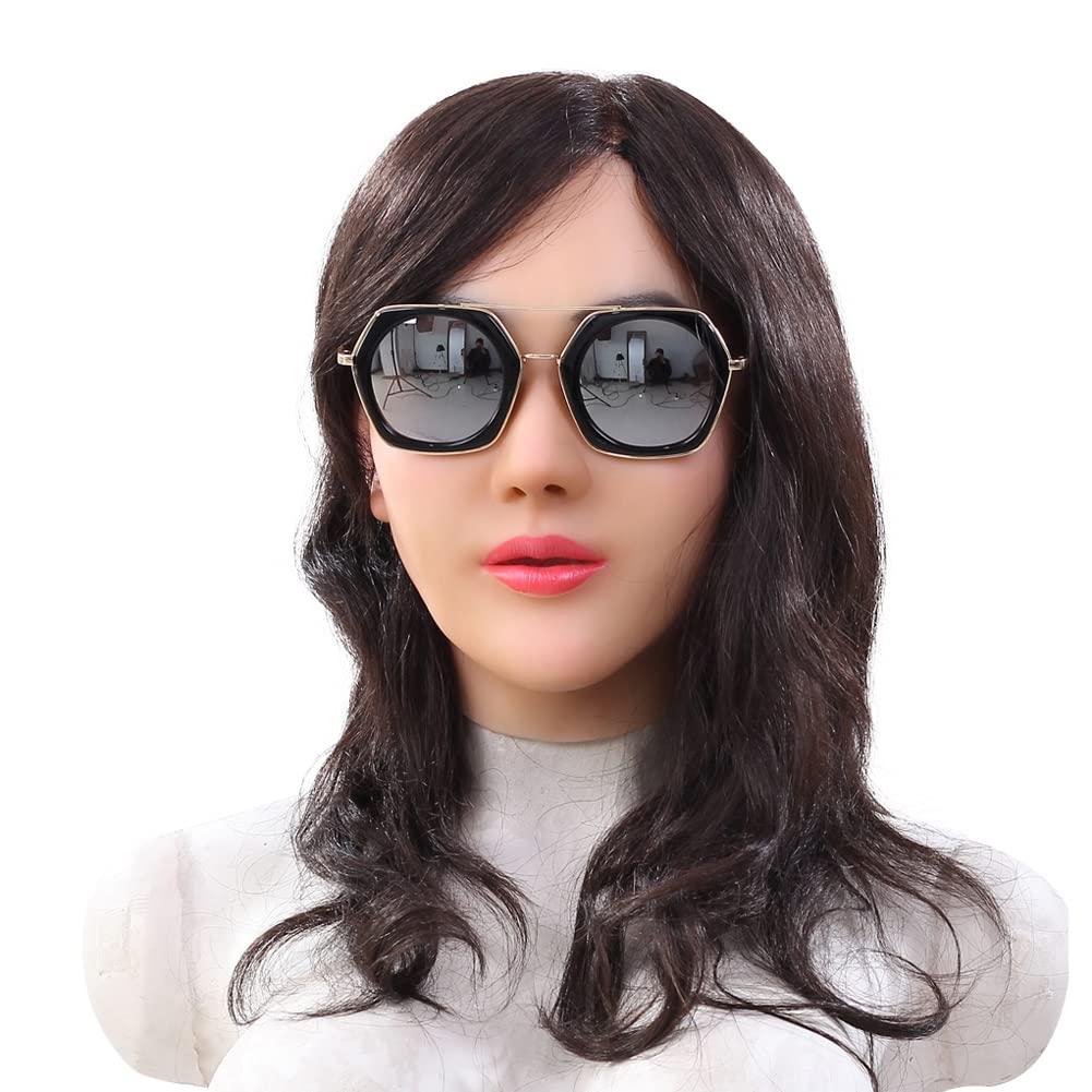 YRZGSAWJ YRZGSAWJ Silicone Female Head Mask Realistic Women Face Mask Named Anjira (Tan)