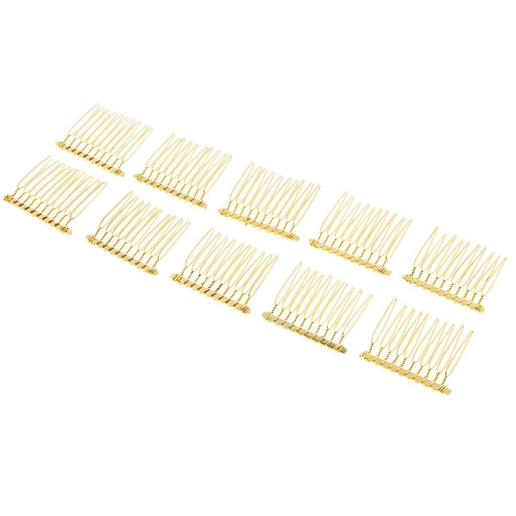 APLVFFZH 10Pcs Metal Hair Comb Slide Side Combs Hair Clip Hair Jewelry Decor, Gold
