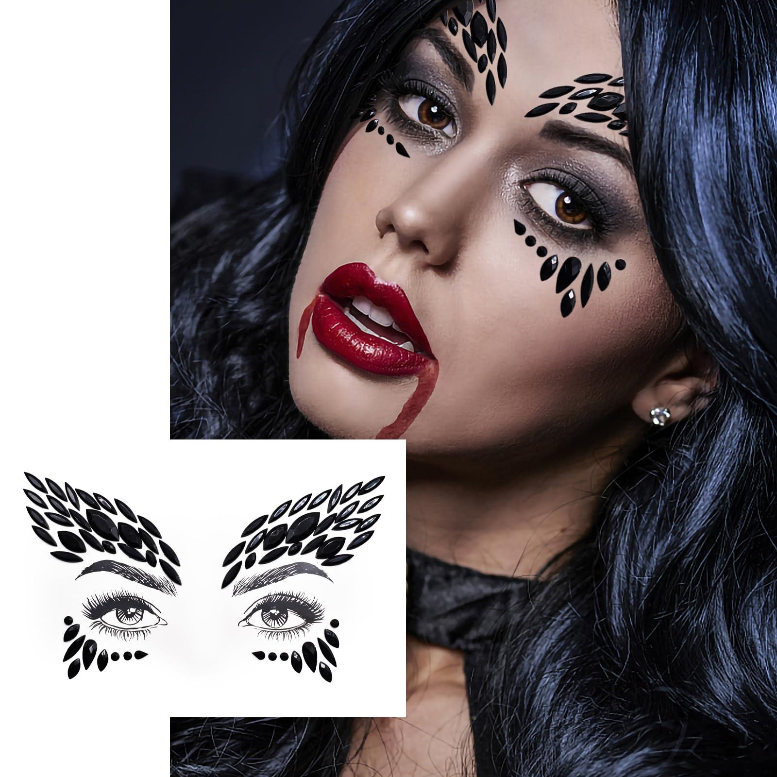 ATAMET Halloween Cospaly Face Jewels Vampire Blood Costume Festival Face Gems Stick on Rhinestone Tattoo Stickers Pasties Self Adhesive Temporary Tattoos Fashion Jewelry for Party