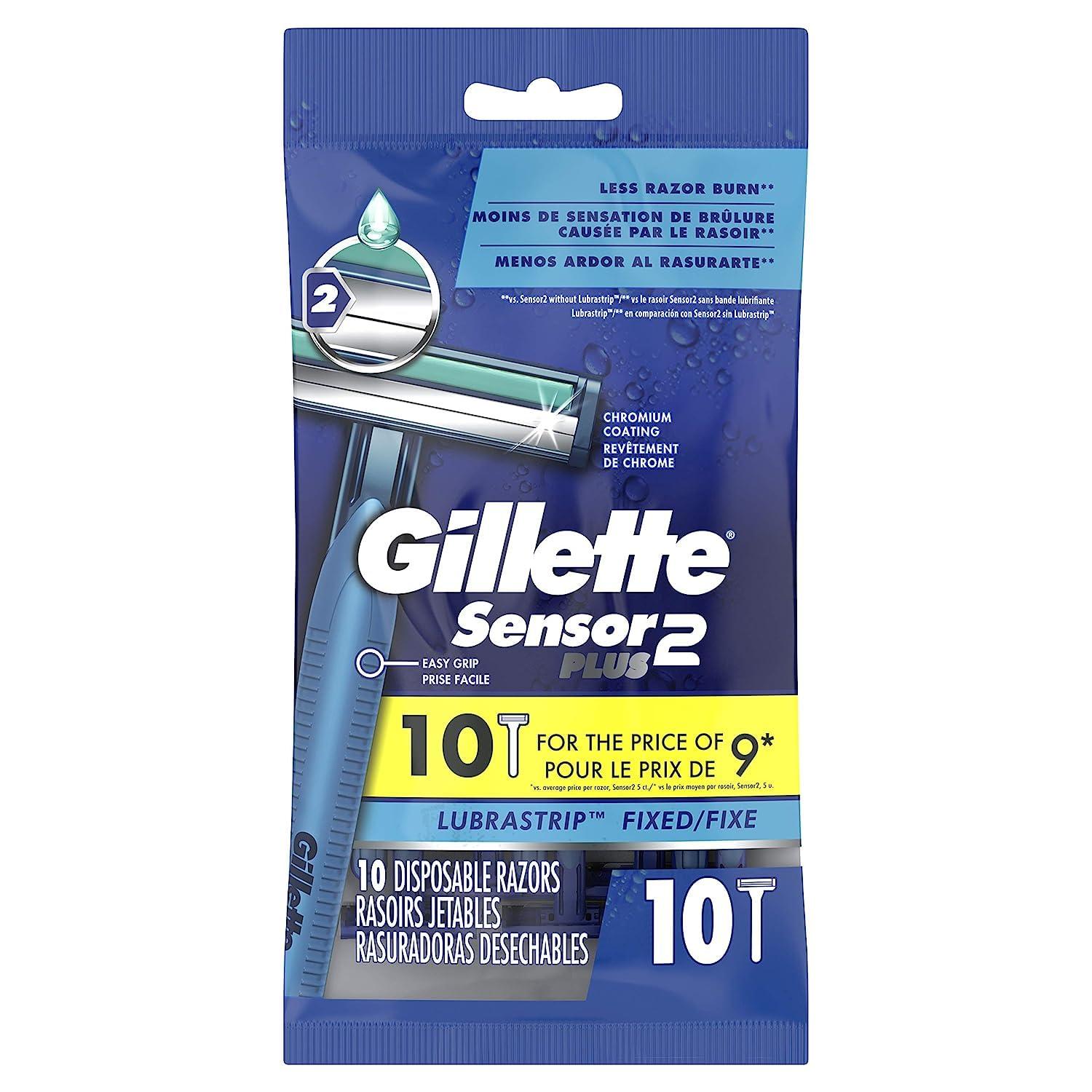 Gillette Gillette Sensor2 Plus Men's Disposable Razors, 10Count