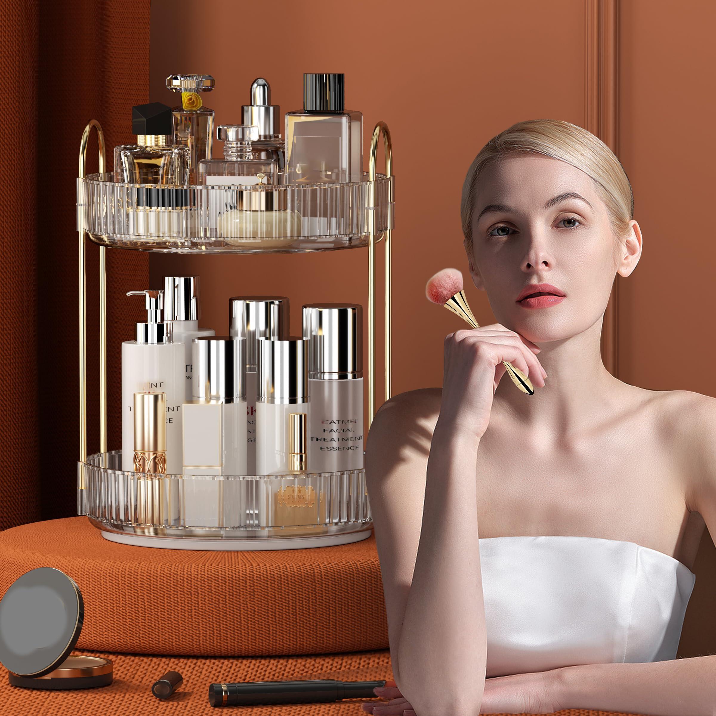 YCIA&DONE YCIA&DONE Rotating Makeup Organizer and Square Rotating Makeup Organizer Black 2 Tier