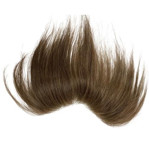 Voloria Voloria Frontal Hairpiece for Women Human Hair Extensions Forehead Hairline PU Skin Toppers Hair Replacement Toupee (1.18x6.69 Inch, 7 Light Brown Color)