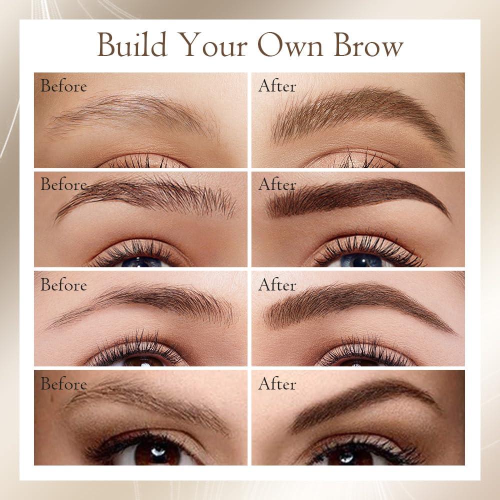 ROWPOZ 2024 New 2-in-1 Eyebrow Pencil with Gel, Dual-Ended 3D Microblading Magic Eyebrow Pen with 4 Tip & Eyebrow Brush, Waterproof Eyebrow Pencil Makeup Long-Lasting Eyebrow Pen for Women (Black)