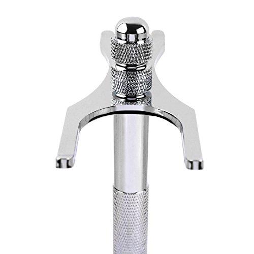 QSHAVE QShave Deluxe Chrome Razor and Brush Stand Holder, Prolong The Life of Your Shaving Brush, 2 Prongs