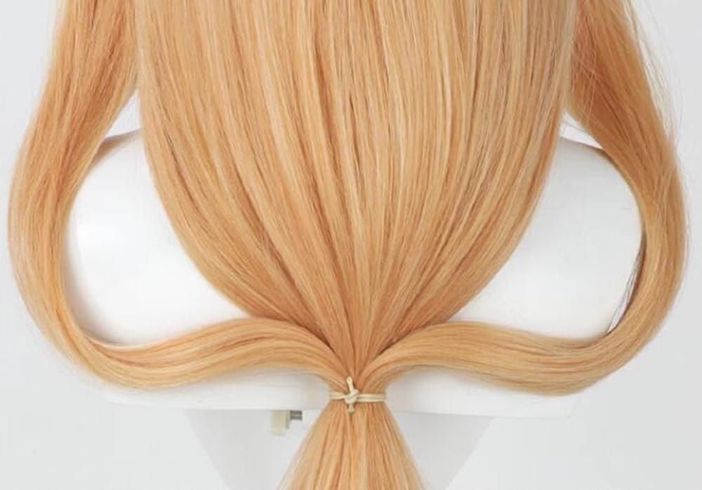 osseoca osseoca Blonde Long hair Curly wig bangs Low ponytail hair tie Full hair cos anime show Simulation wig 135cm 53inch (Susannah)