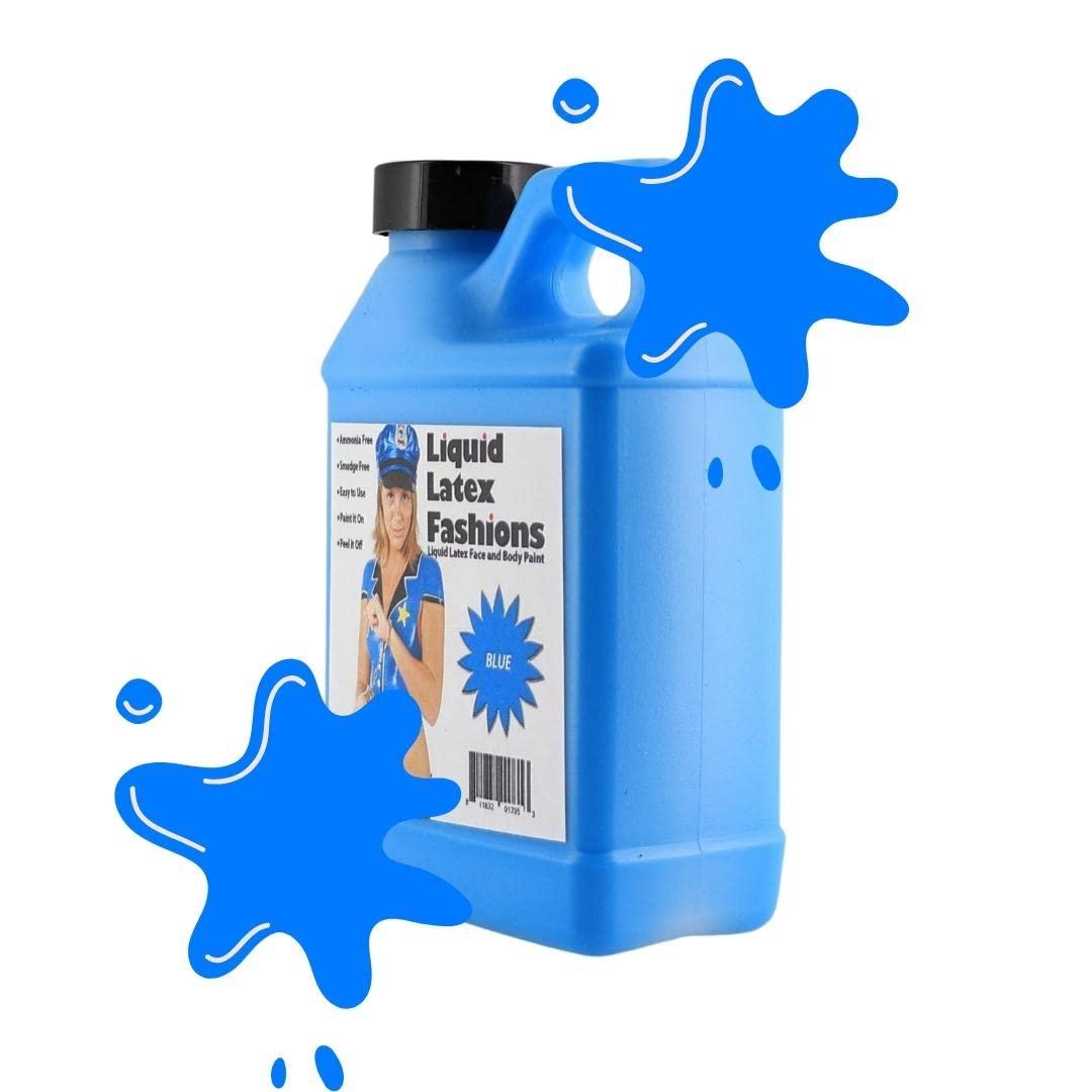 Liquid Latex Fashions Blue 8 Oz - Liquid Latex Face and Body Paint, Blue Smurf Cosplay, Ideal for Halloween Costume, Parties, Theater, Special Effects!