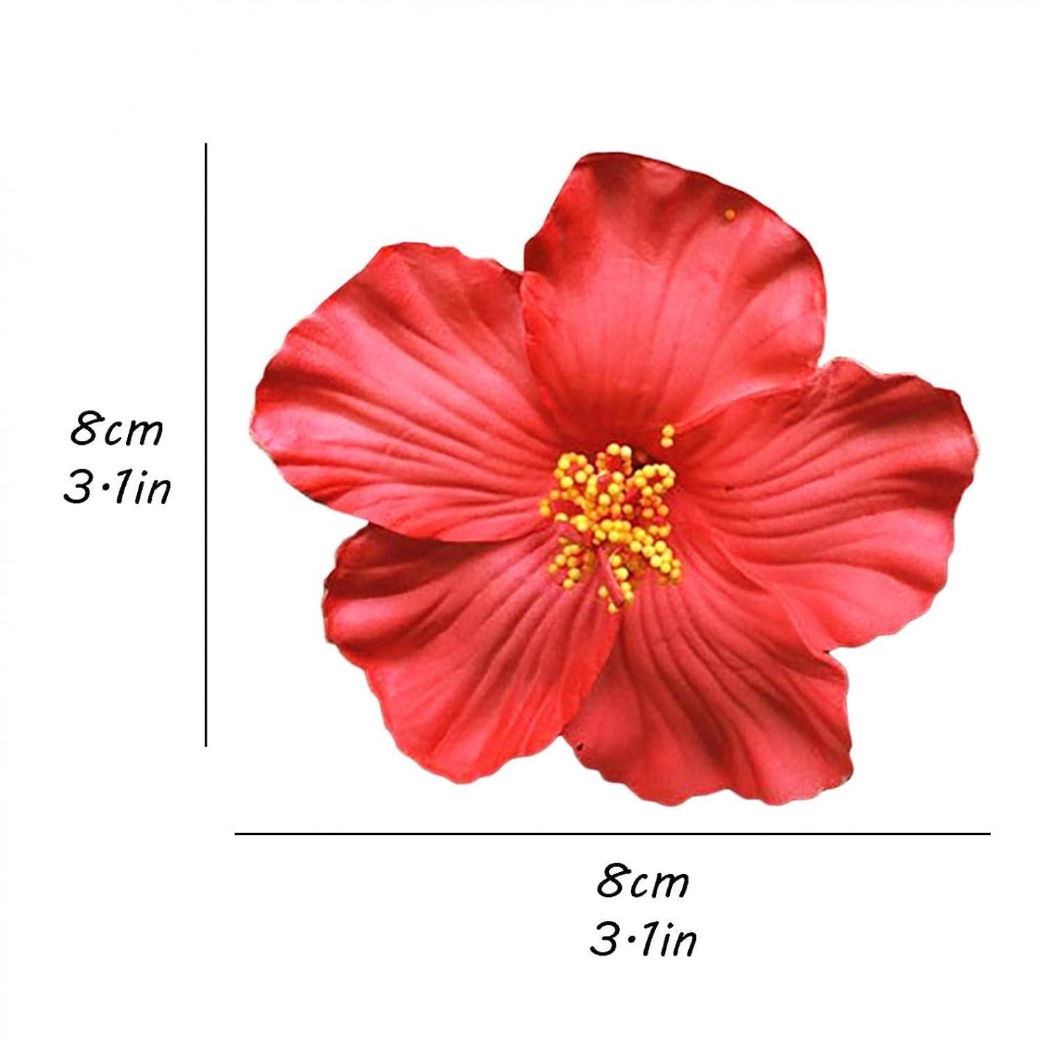 YSSZAM 1PC Red Hawaiian Flower Hair Clip for Women Girls Fashion Bohemian Flowers Hair Accessory for Dancer Bridal Wedding Beach Party 8 cm