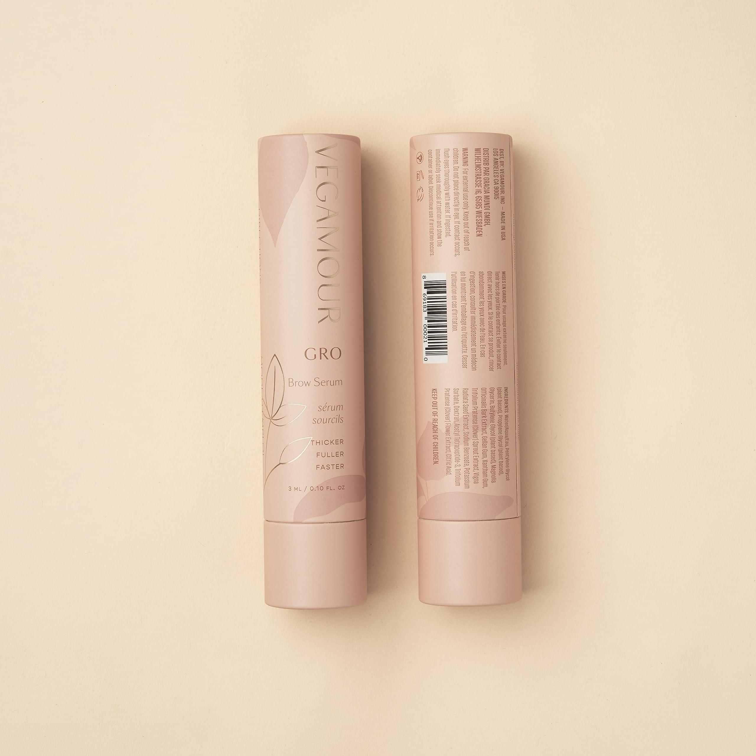 VEGAMOUR VEGAMOUR GRO Brow Serum for Thicker Looking Brows in as Soon as 30 Days, Vegan Eyebrow Enhancing Serum, 3 ML