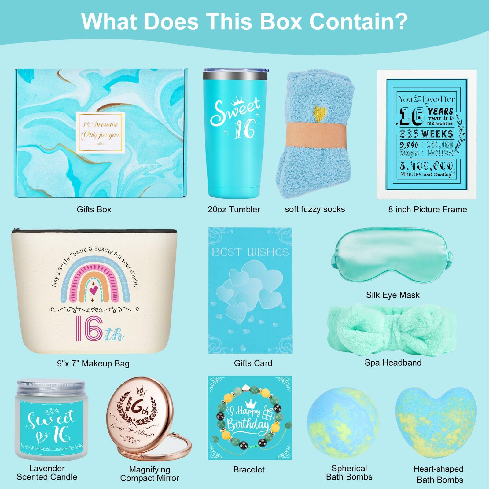 Jaoloong Sweet 16 Gifts for Girls,Best 16 Year Old Girl Birthday Gift ideas Set,Best 16th Birthday Gifts Box for Girls,Cool Gifts Basket for Sixteen Year Old Daughter Granddaughter Niece Sister Trendy 2025