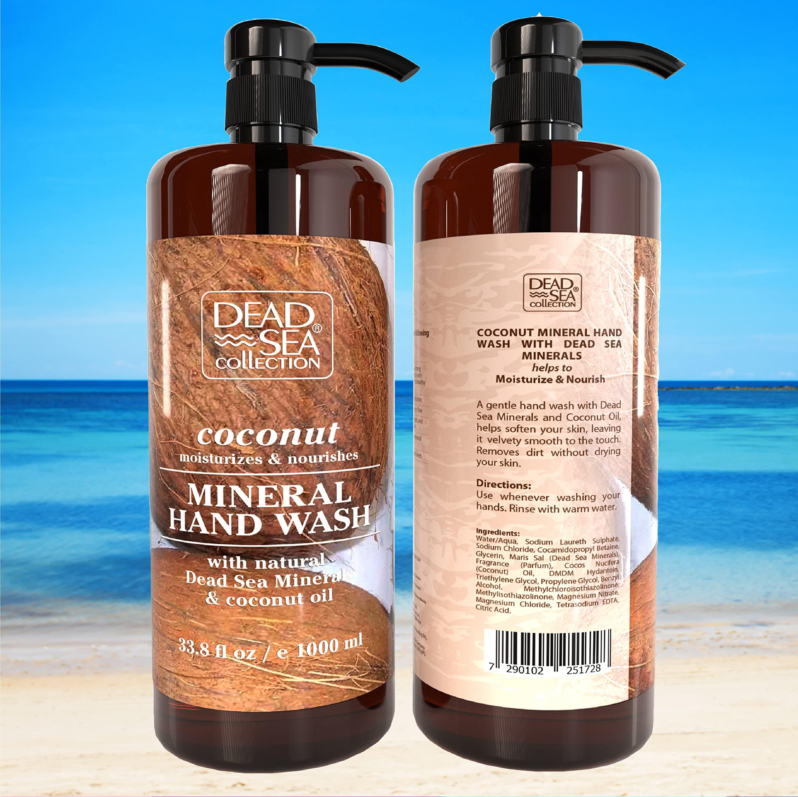 Dead Sea Collection Dead Sea Collection Hand Soap Pump Coconut - Hand Wash Liquid with Dead Sea Minerals and Coconut Oil - All Skin Types Moisturizing & Nourishing - Pack of 2 (33.8 Fl Oz Each) - 67.6 Fl Oz